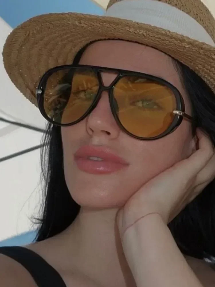 خمر ريترو المعادن مزدوجة الجسور النظارات الشمسية المستديرة النساء العلامة التجارية موضة الشرير التدرج ظلال تتجه نظارات شمسية نظارات UV400