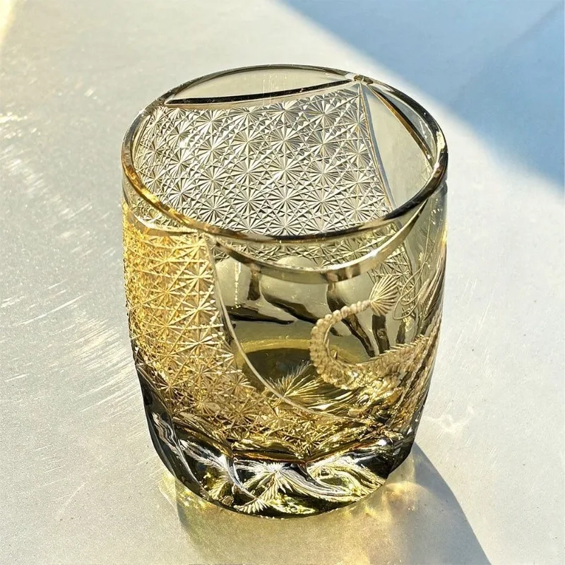 Dragon pure hand-carved glass crystal glass gift cup art festival