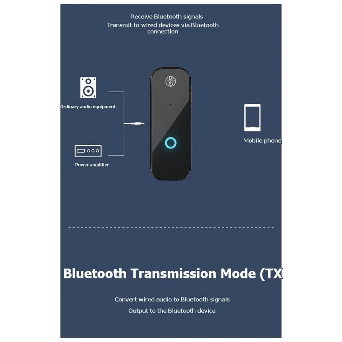 A46U Bluetooth 6.0 Adapter 3.5mm AUX Jacks Audio Music Receiver Transmitter Car Speakers for Headset Tablet Laptop TV PC