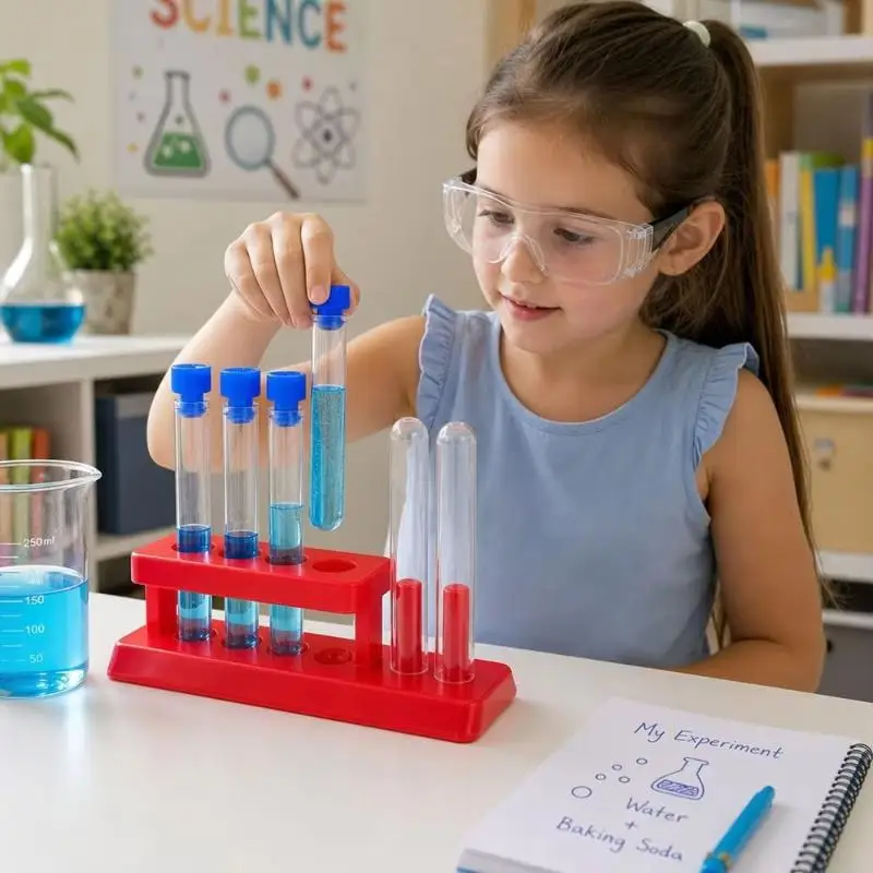 Plastic Test Tube Holder Rack Thickened Long Lasting Ideal Holiday Gift for Kids Junior Science Experiment Learners view 2