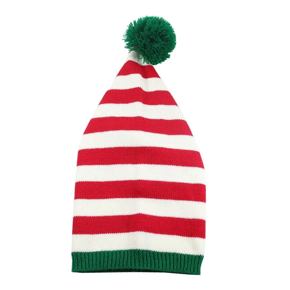 Fashion Santa Claus Christmas Knitted Hat Green Red Striped Santa Beanie Hat Merry Christmas Hat Skull Cap Outdoor