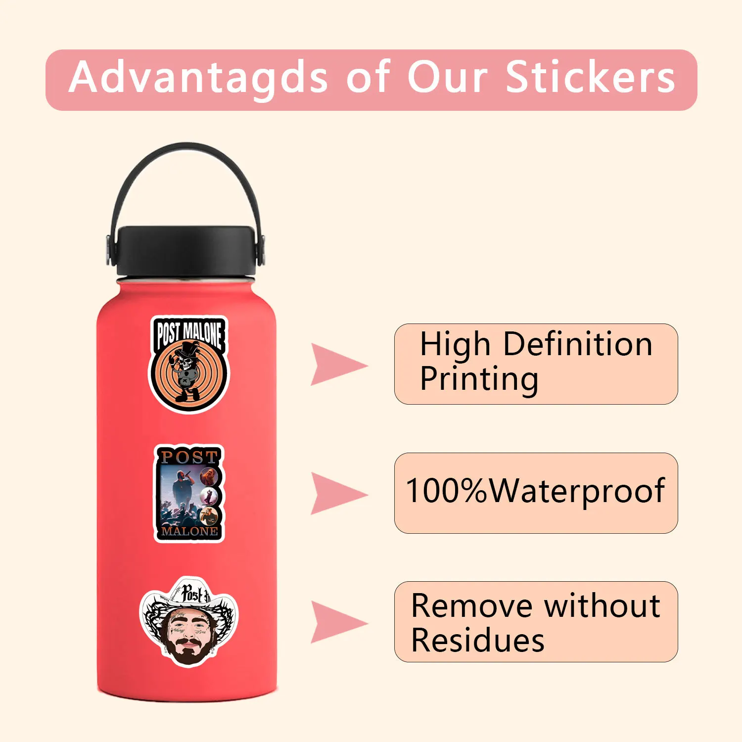 10/30/50PCS Post Malone Stickers Singer Cartoon Decals Scrapbook Luggage Laptop Guitar Car Bike Graffiti Sticker Toy Fans Gift - Image 6