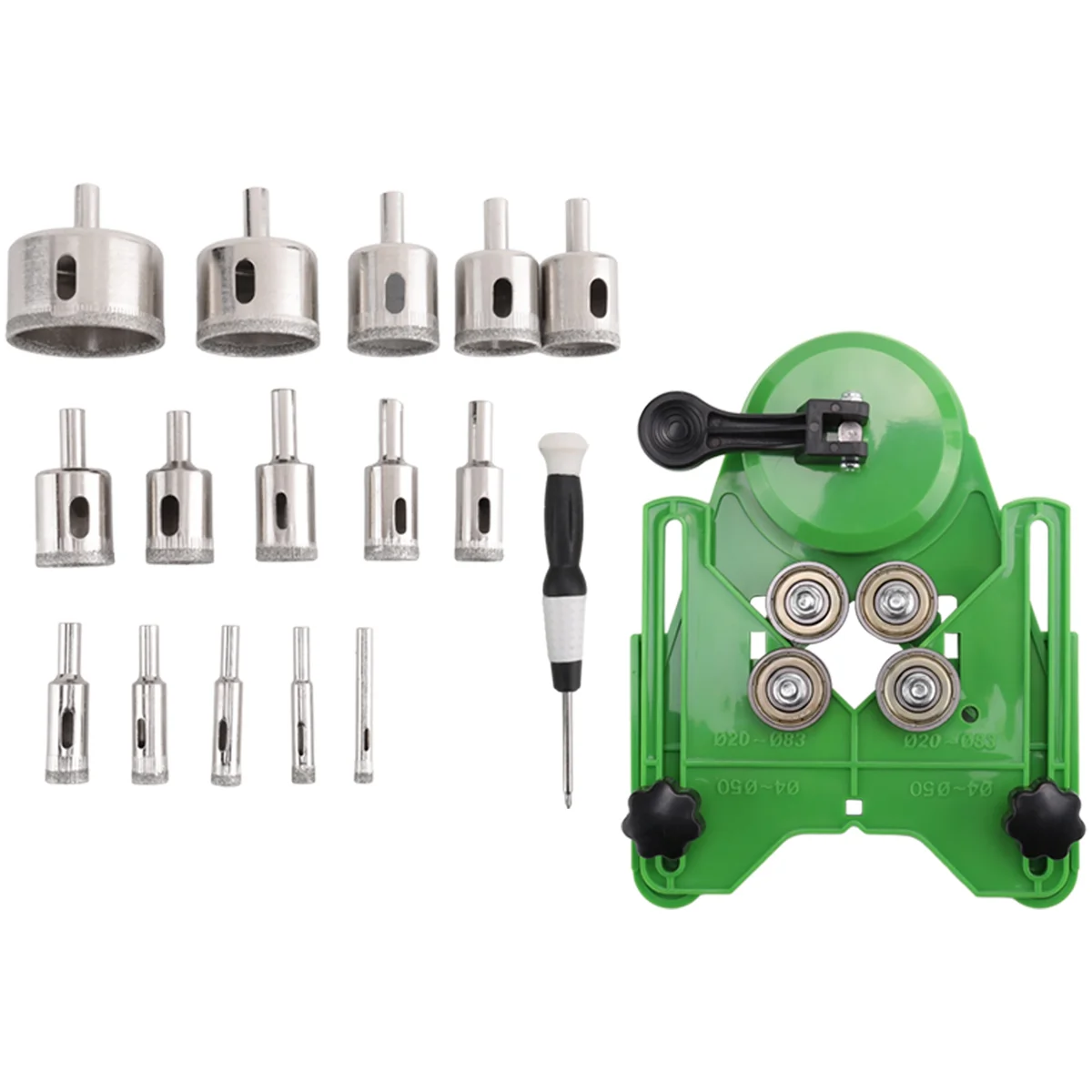 Trending Now Diamond Hole Saw Kit 17PCS Drill Bits Sets with Double Suction Cups Guide Jig Fixture From 4mm-83mm Hollow Drill