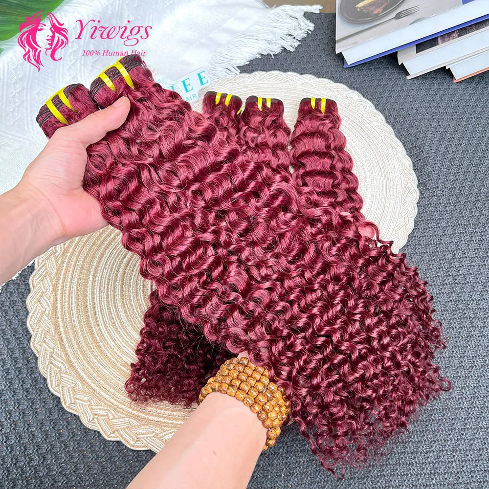 

99j Bundles Burgundy Deep Curly Human Hair Bundles 18-26 inch Wine Red Bundles Human Hair Unprocessed Virgin Human Hair