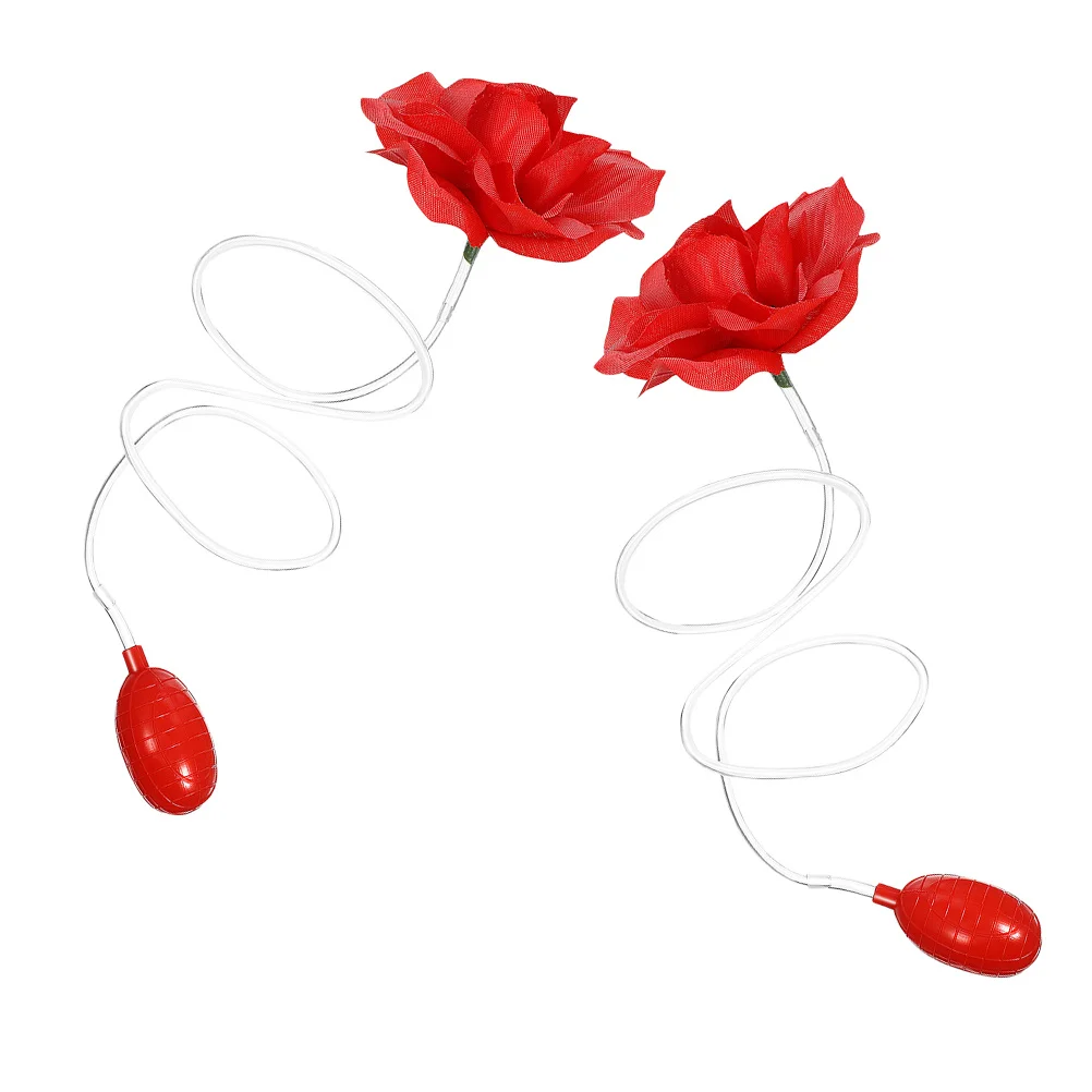ดอกไม้ฉีดน้ำสีแดงเหมือนจริง 2 ชิ้น สำหรับงานเลี้ยงวันเอพริลฟูลส์ ฮาโลวีน งานแต่งงาน เด็ก ผู้ใหญ่ ของเล่นตลก ของขวัญ ใช้ซ้ำได้