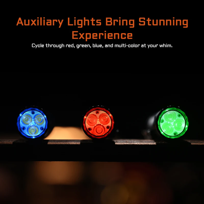 ACEBEAM EC20 new released Led flashlight EDC LUXEON HL4X Leds 2800 lumens 340 meters 18650 battery multi-color auxiliary lights