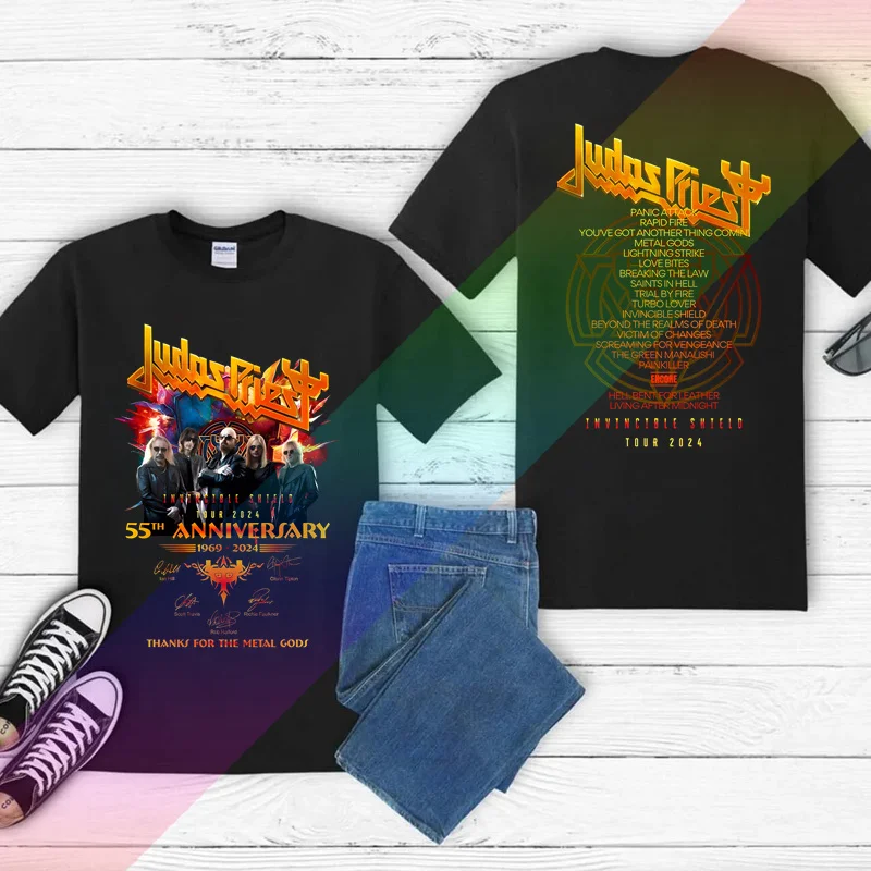 

2024 Summer 100% Cotton Men T Shirt Casual Judas Priest Music Enthusiast T-Shirt 55th Anniversary Tour 2024 Graphic S-3XL Tee