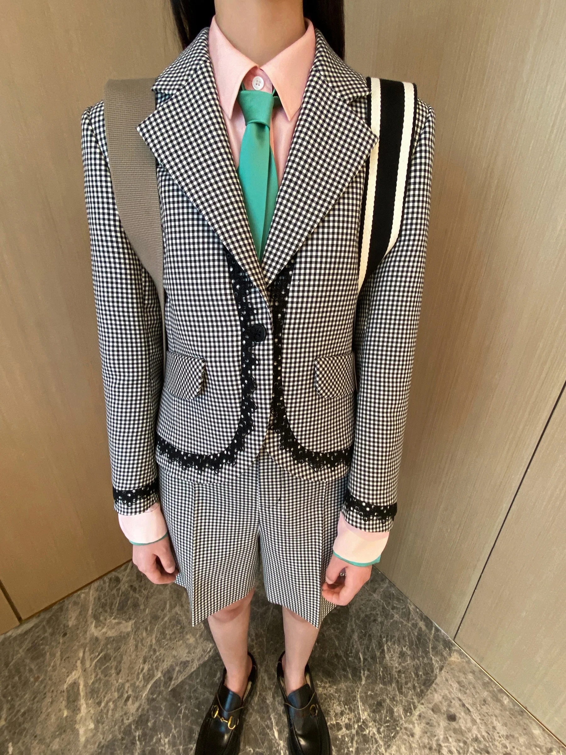 

NancyCavally шерстяной комплект брюк для костюма против морщин l текстура клетчатый дизайн женская модная осенняя коллекция из Китая