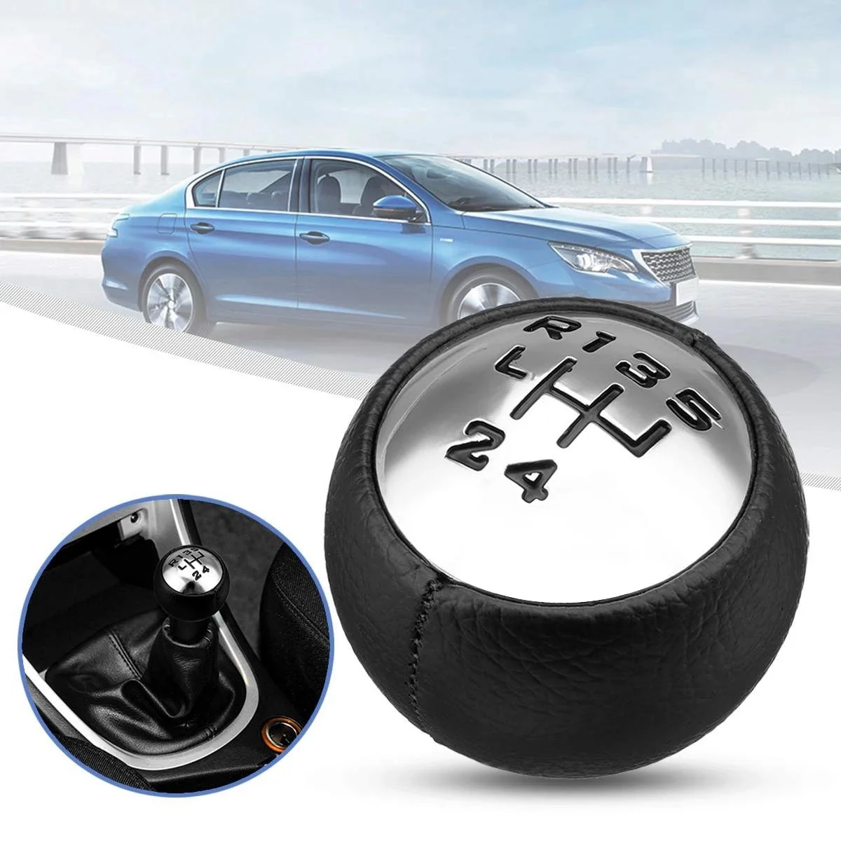 Gałka zmiany biegów piłka ręczna 5 Speed PU dla Peugeot 307 308 3008 407 5008 807 dla Citroen C3 C4 C4 Picasso C8