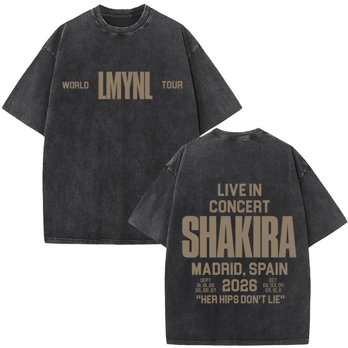 Shakira Las Mujeres Ya No Lloran 2026 Tour Print Vintage Washed Fan Geschenk T-Shirts Herren Damen Mode Locker Lässig Baumwoll-T-Shirt – Detail 8
