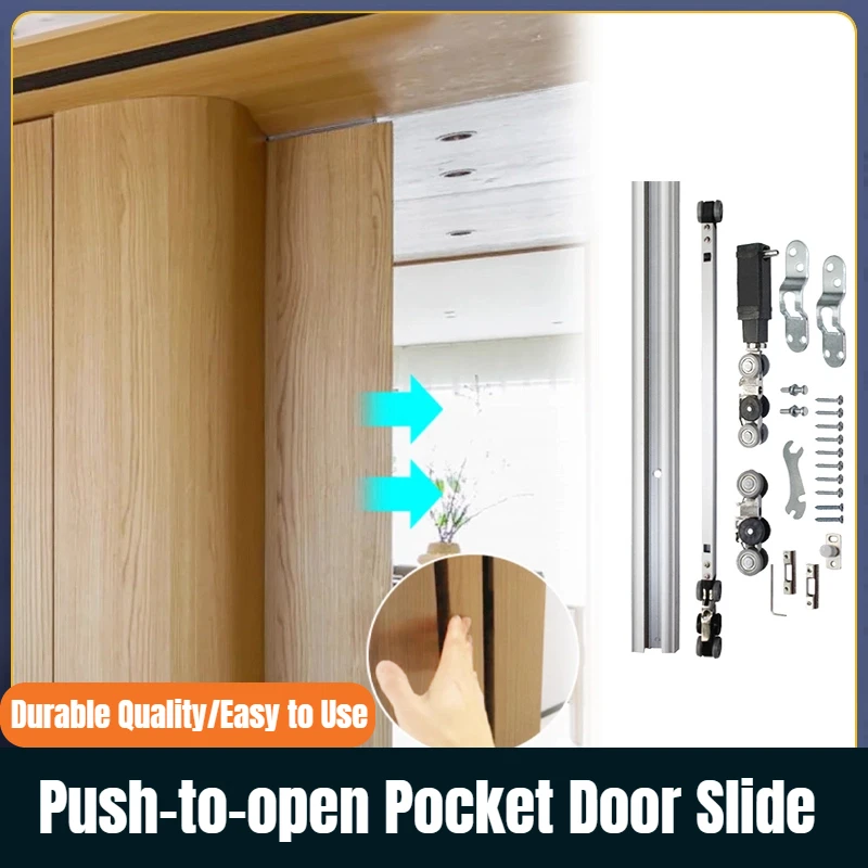Press The Elastic Pocket Door Hanging Rail Invisible Sliding Door Guide Rail Damping Buffer Door Rail Pulley Hardware