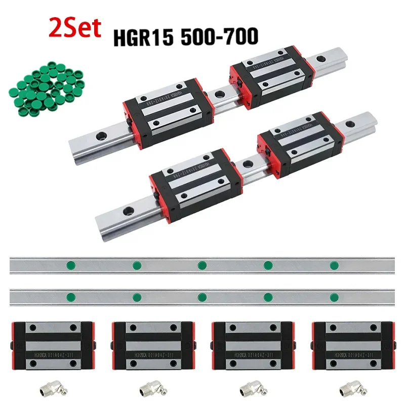 

500/550/600/650/700mm HG hgr15 HGW15CC hgh15ca 15mm Guideway HGH15 Linear Guide Rail + 4 blocks for cnc milling router machine