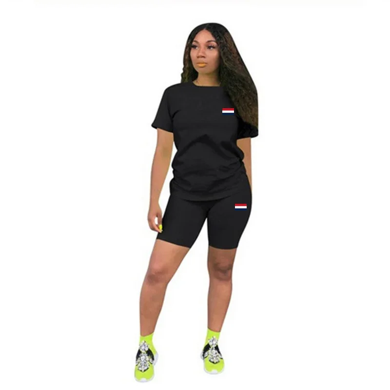 

Womens Tracksuit Casual O-Neck T-shirt Shorts 2 Pcs Set Outdoor Sports Jogging Woman Clothing Summer Best Seller Short Outfits