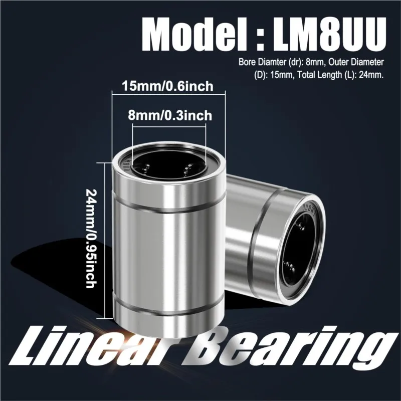 4/10PCS LM8UU LM10UU LM16UU LM12UU Linear Ball Bearing Linear Bushing 8mm Rods Liner Rail Linear Shaft Parts DIY CNC 3D Printer