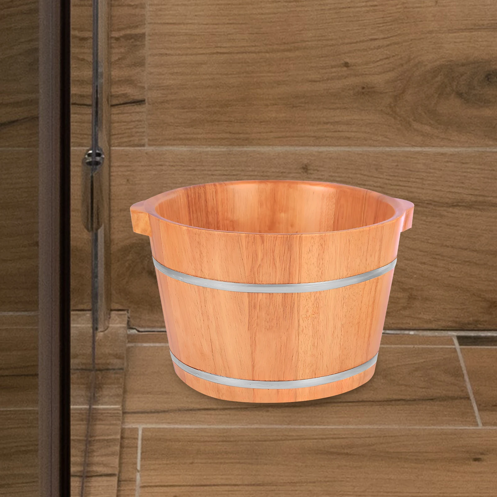 

Stainless Steel Food Bucket Hoop Wooden Rice Container Reinforcement Round Edge Design No Sharp Edges Kitchen Supplies