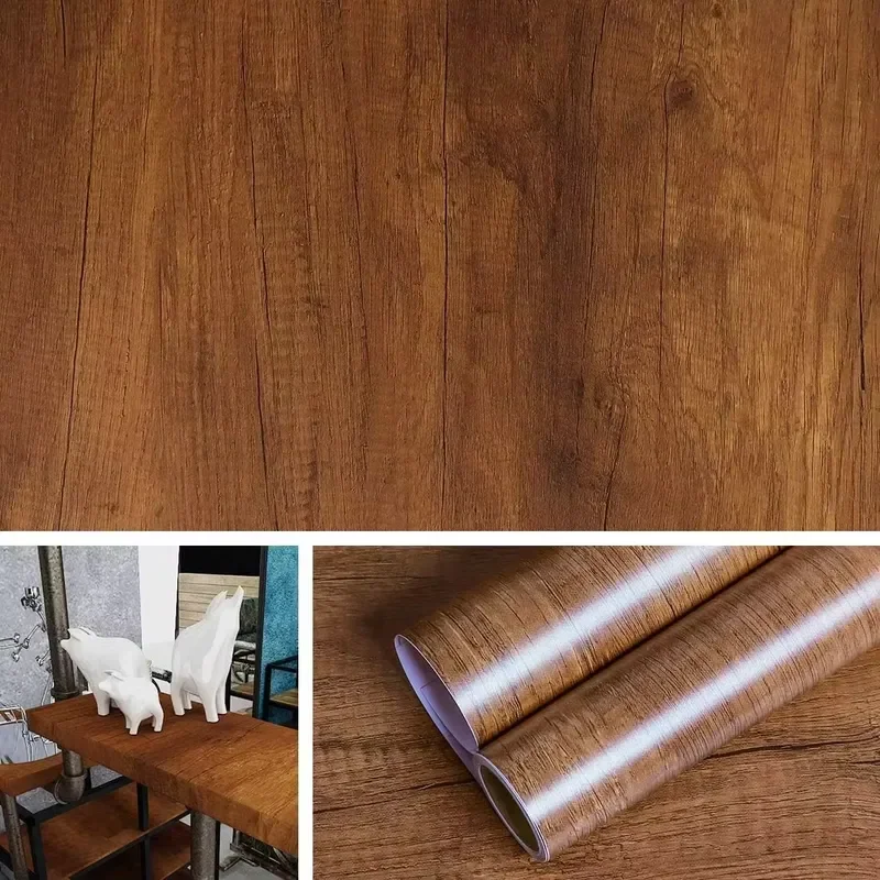 Wood Grain Home Decor Furniture Waterproof Vinyl Self Adhesive PVC Kitchen Cabinet Door Wallpaper Decoration Protective Film