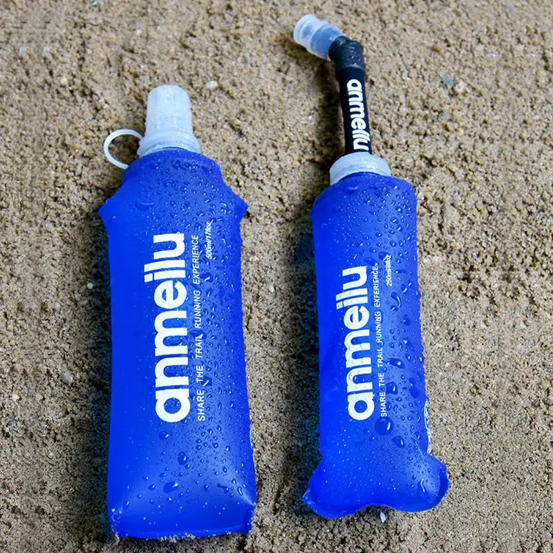 250ml 500ml Foldable Water Bag TPU Soft Water Bottle Sports Water Bottle Folding Soft Water Bag BPA Free Collapsible Soft Flask