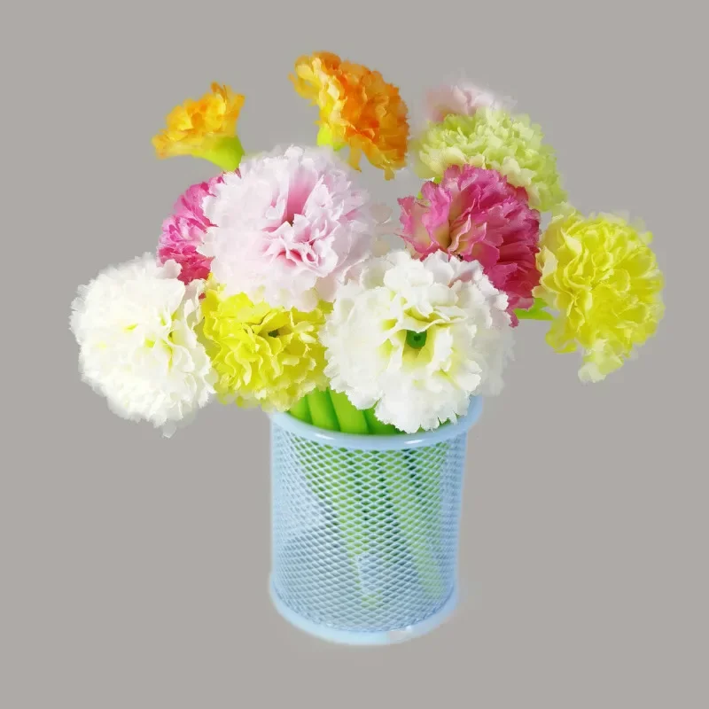 24PCS Creative Gift Gel Pen Silicone Simulation Flower Student Office Writing Water-based Black 0.5mm Signature Pen Stationary