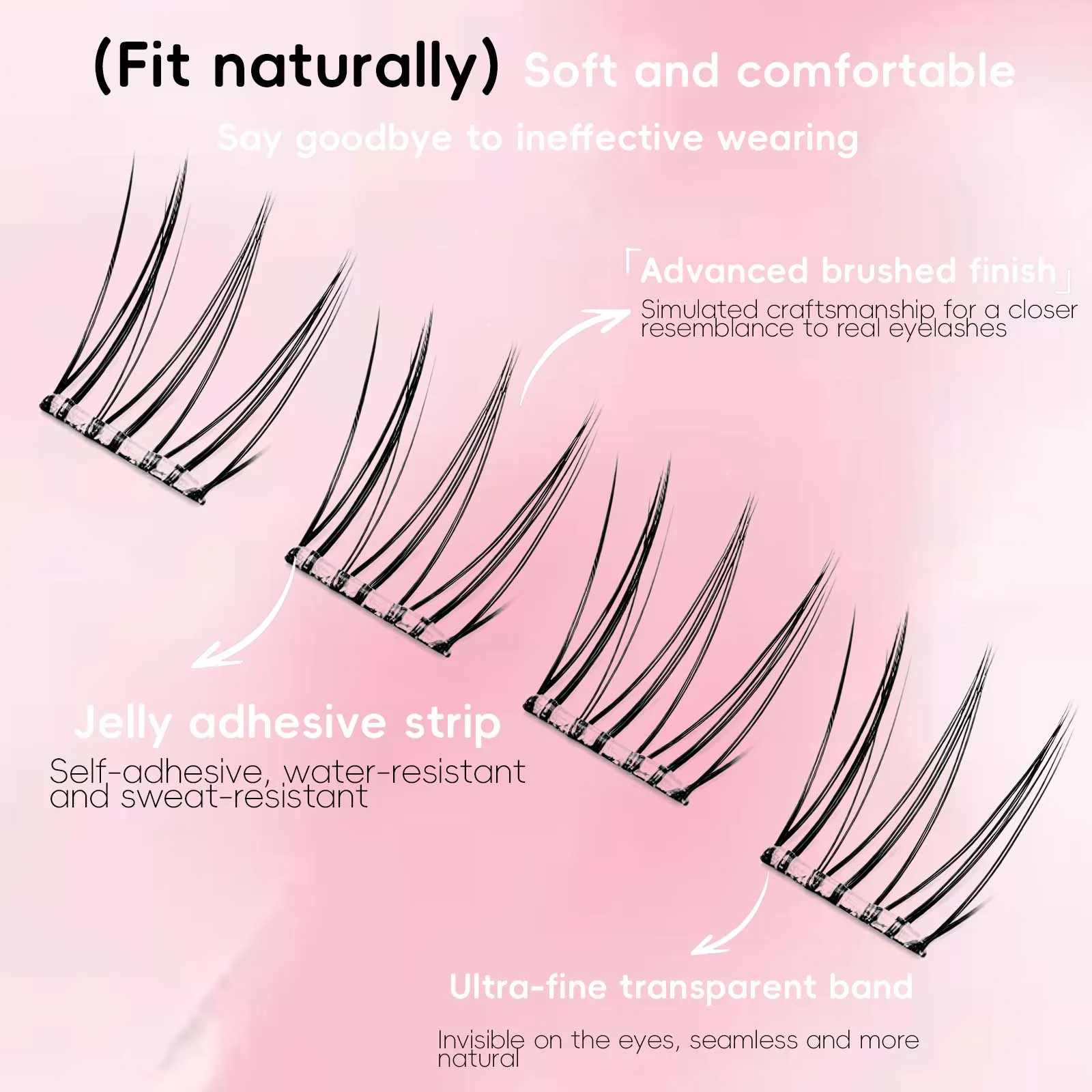 No glue needed！10 rows of adhesive free self-adhesive false eyelashes Single curle C eyelash cluster 9-12mm lashes extension