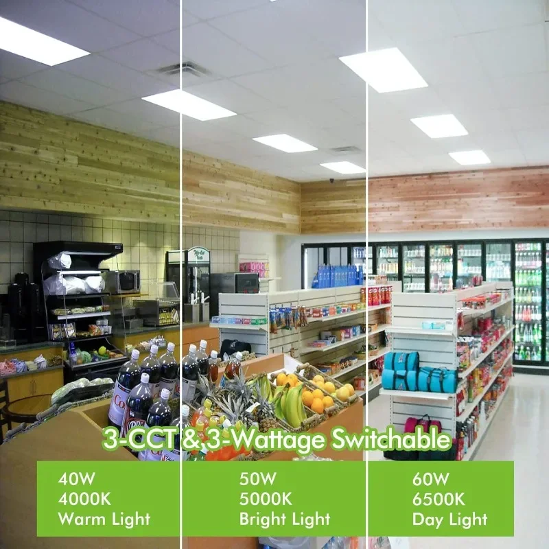 12 Pack 2x4 FT LED Flat Panel Troffer Light, 40/50/60W, CCT Selectable 4000K/5000K/6500K Drop Ceiling Office Lights