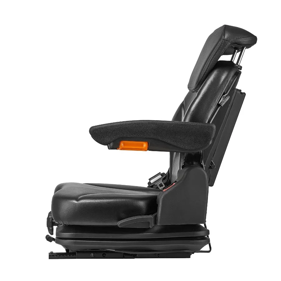 Universal Forklift Seat for Tractor Lawnmower Skid Loader Bulldozer Adjustable Suspension Seat with Armrest Headrest Safety Bel