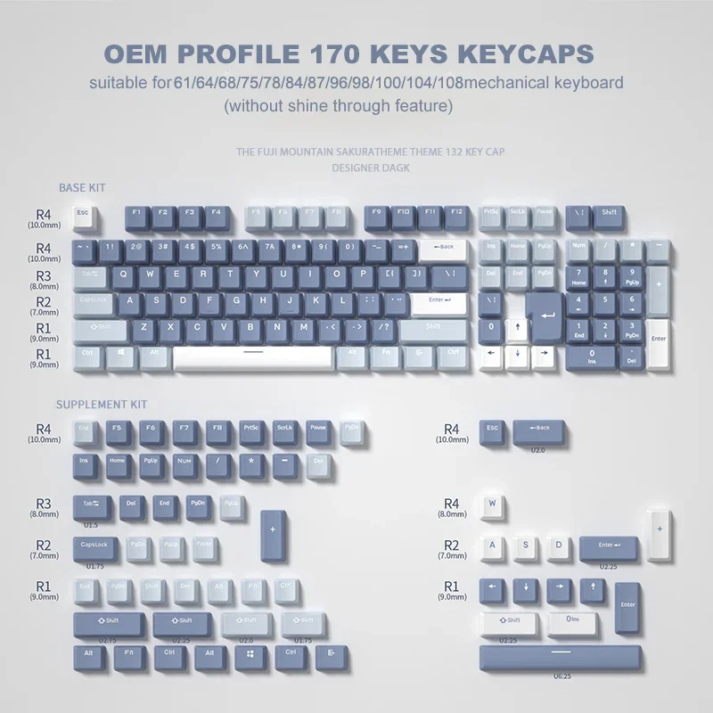 Imagem -02 - Chuva Tema Pbt Double-shot Keycaps Oem Profile Kit Backlit Key Cap para Cherry mx Switches Teclado Mecânico para Jogos 170 Teclas