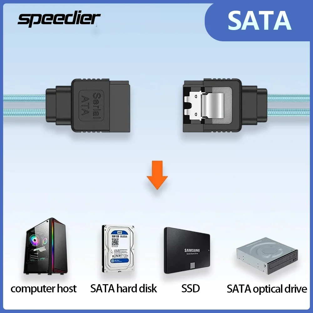 SATA 180 Degrees12Gbps 7PIN Hard Disk Server High - Speed Transmission Cable for Computer Host SSD Sata Optical Drive 0.3-1m