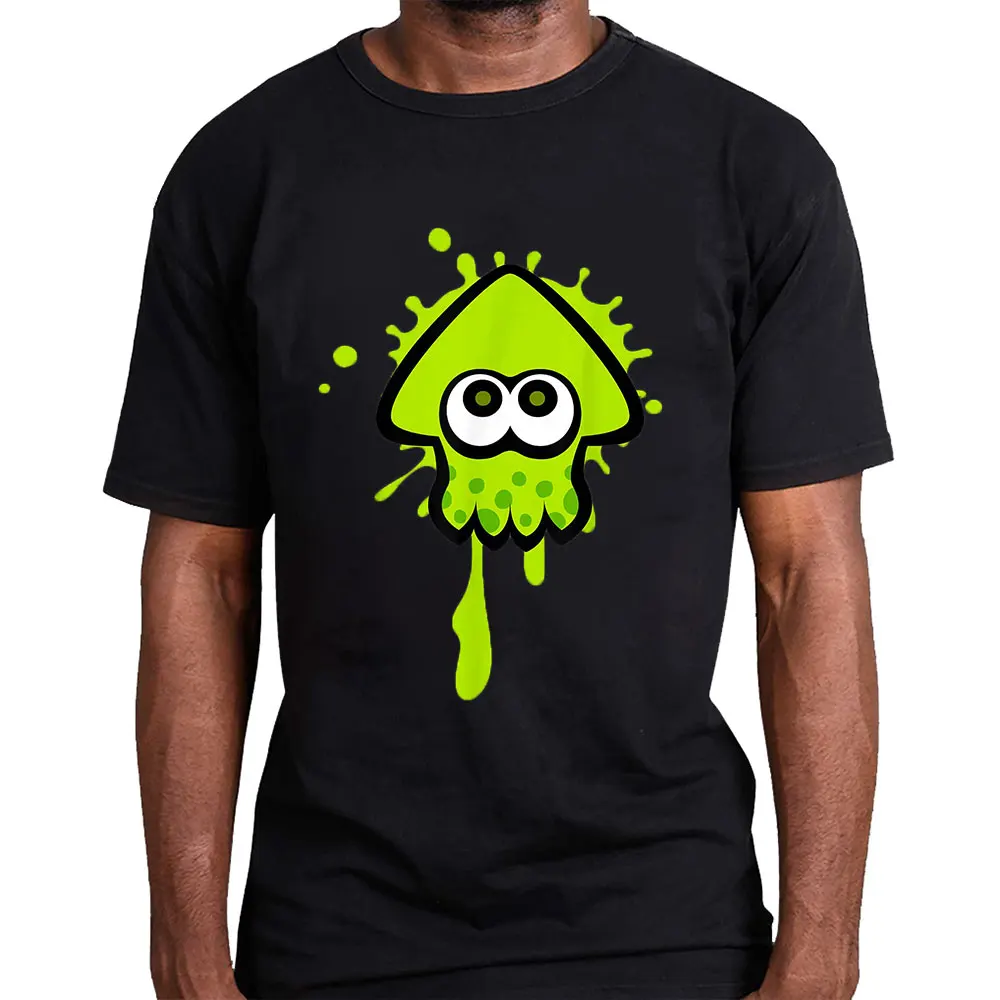 

Green Inkling Squid Splat 80s Vintage videogame Splatoon Anime t shirt Octopus Graphic Tees Y2k Clothes Cartoon Style Tops