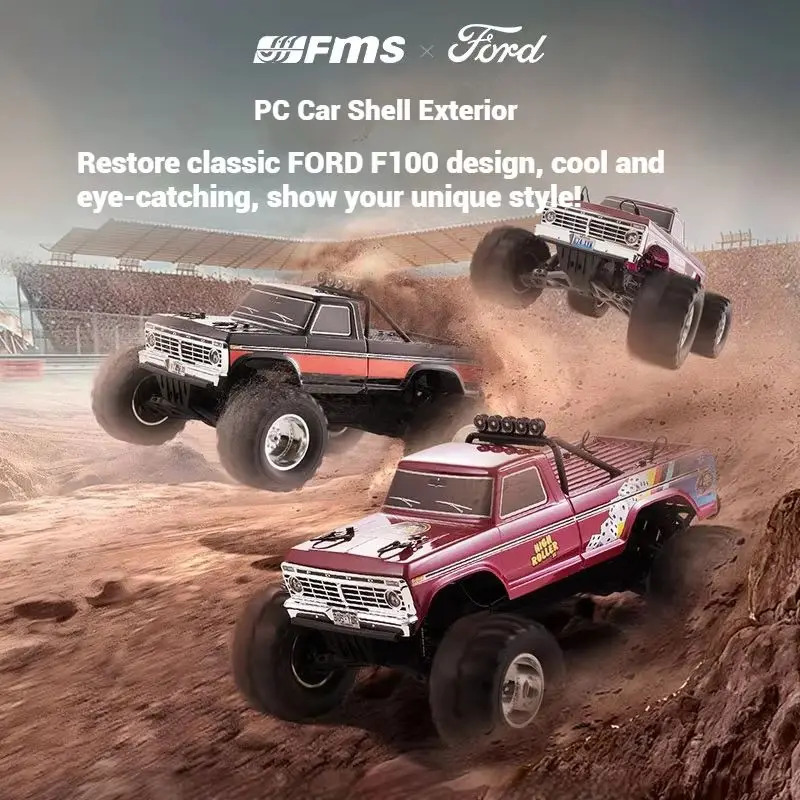 FMS New Product 1/10 FMT10 F100 Brushed 2WD RC Car Simulation Remote Control Electric Climbing Off road Vehicle Model
