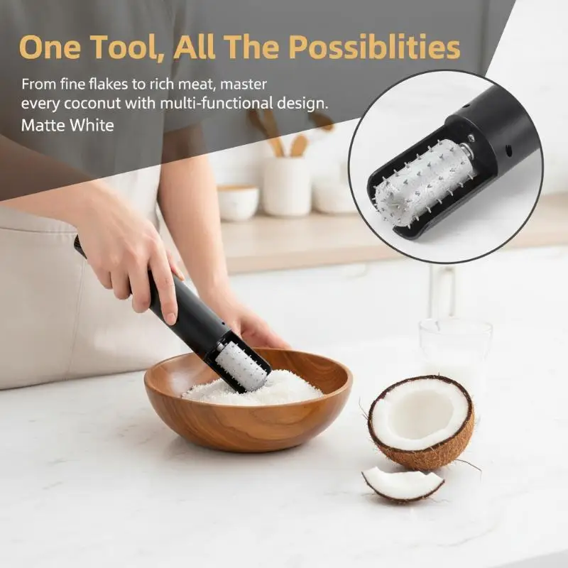 Anti-Splash Electric Coconut Meat Grater Safe Rotating Coconut Scraper UK US EU Handheld Kitchen Coconut Shredder Fruit Tool