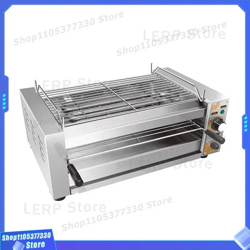 Smokeless Electric BBQ Grill Indoor Stainless Steel Salamander Broiler Portable Tabletop Grilling Machine for Home Kitchen