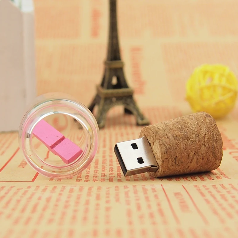 10/20/50pcs New Drifting Bottle usb 2.0 memory stick 8GB16GB 32GB64GB128GB glass drift bottle flash drives wooden cork pendrive