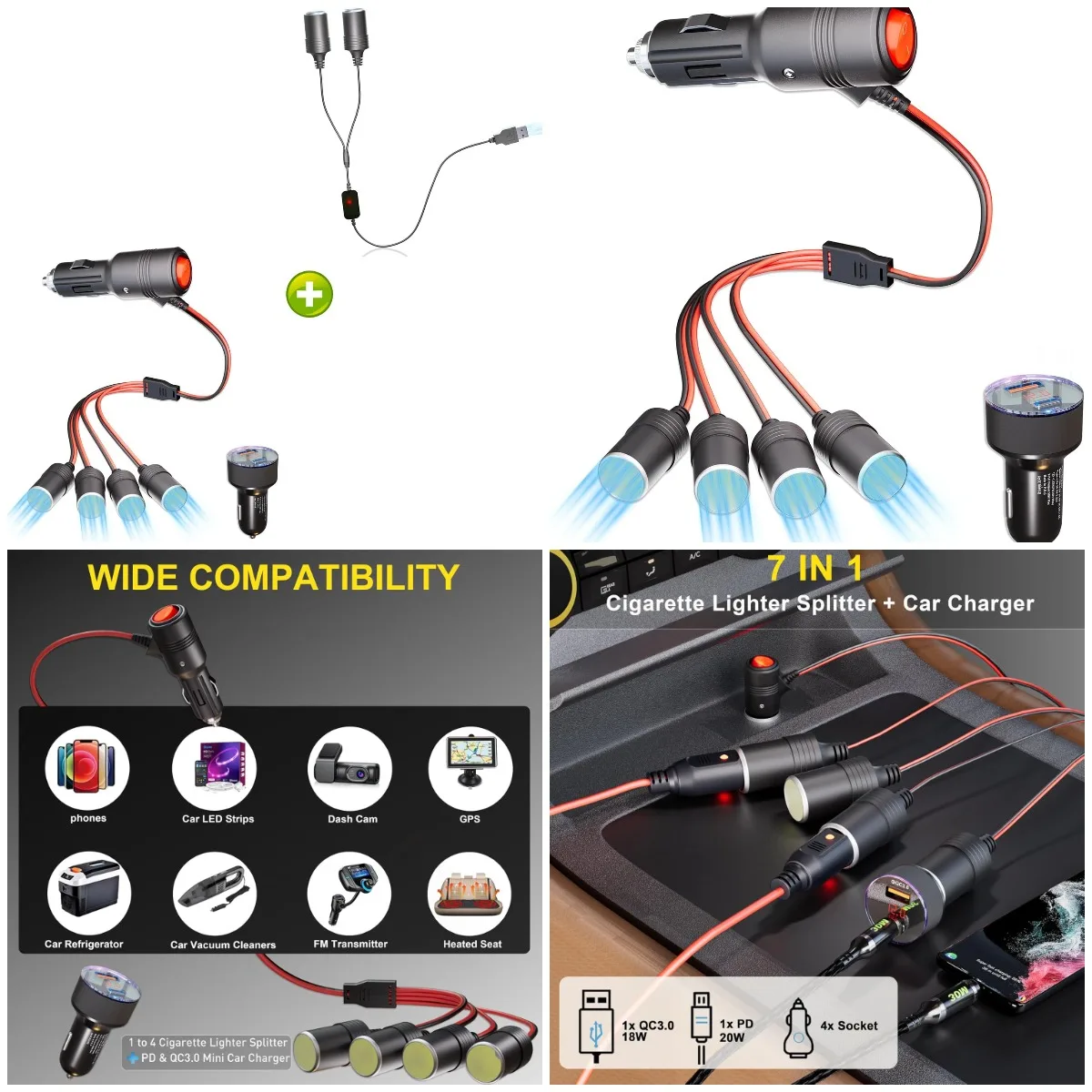 

USB to Cigarette Lighter Adapter Dual Socket