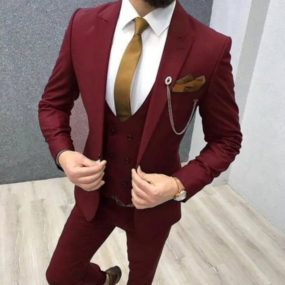 

Suits for Men Slim Fit Luxury Wedding Tuxedos Fashion Mens Blazer Vest Pants 3 Pieces Tailor-made Homecoming Jackets