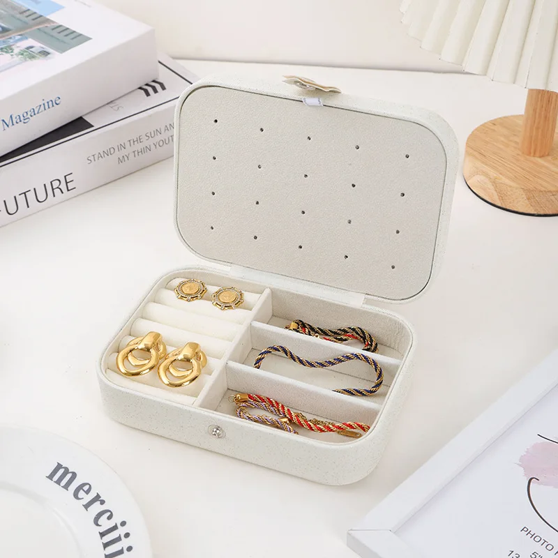 Simple Fashion Jewelry Storage Box for Women High End Exquisite Earrings Necklace Jewelry Box New Portable Travel Makeup Bags