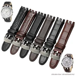 21mm Curved Cowhide Watchband For Swatch Band male YRS403 406 403 402G 412 413 418 Folding Clasp Strap Genuine Leather bracelet