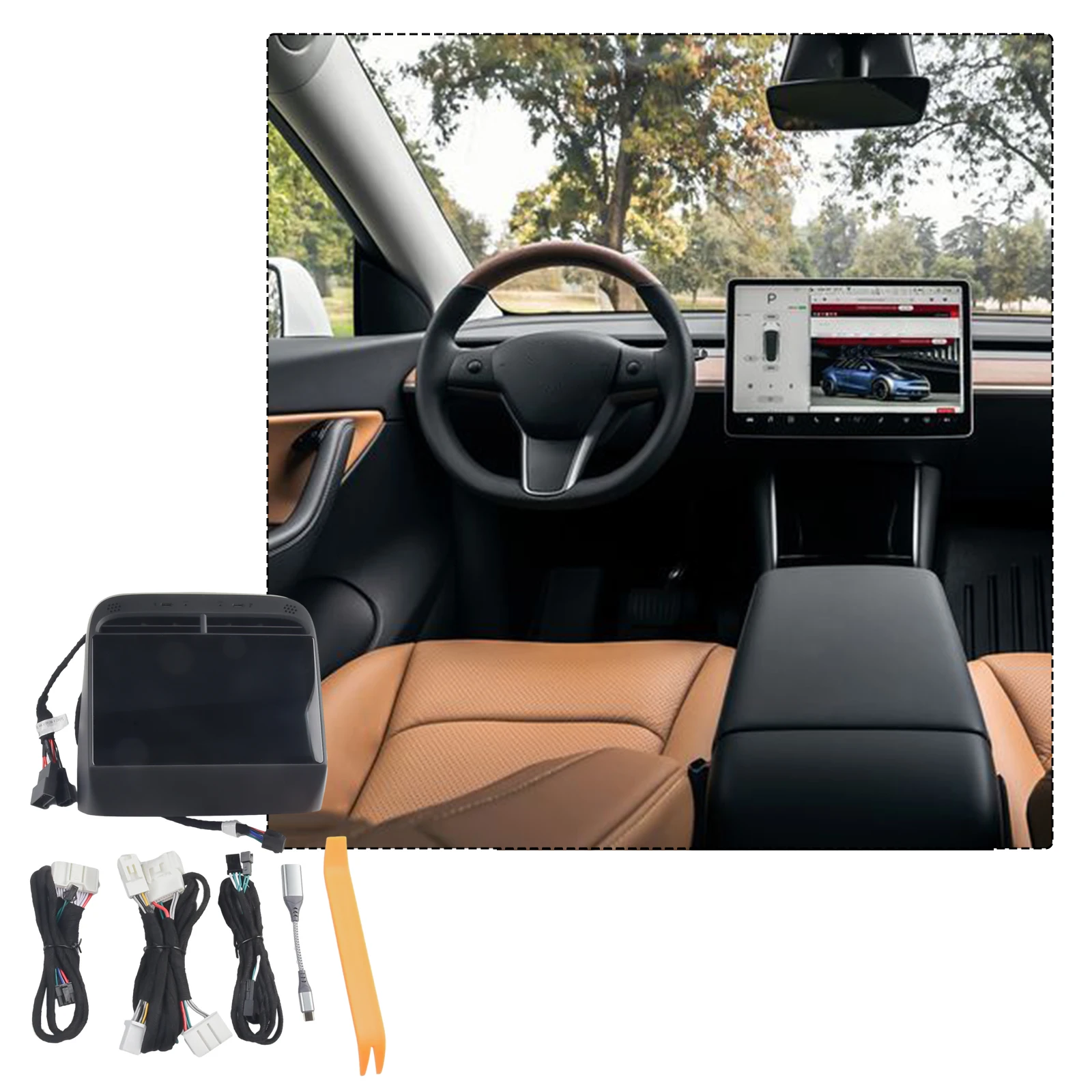 

5inch Rear Touch Screen Entertainment System Climate Control For Tesla Model 3/Y 2019+ Multimedia Built-in Speaker Touch Screen