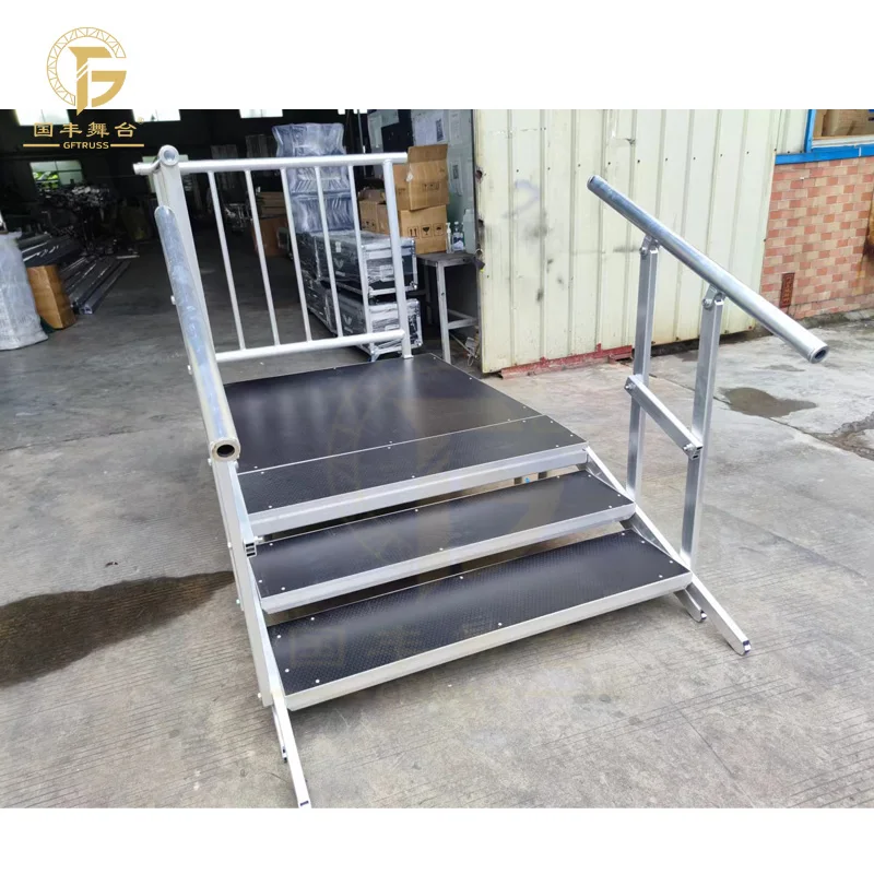 Aluminum Easy Assemble Adjustable Legs Event Stage Platform 3-steps Stairs for Simple Stage