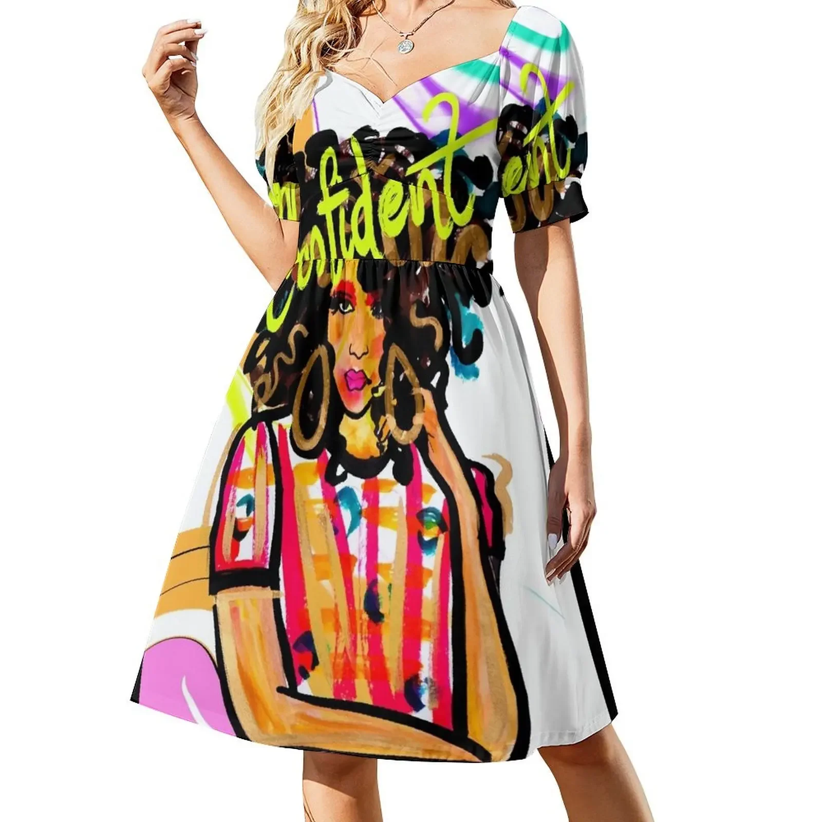

CONFIDENT Short-Sleeved Dress women's luxury party dress Women's summer dress luxury dresses