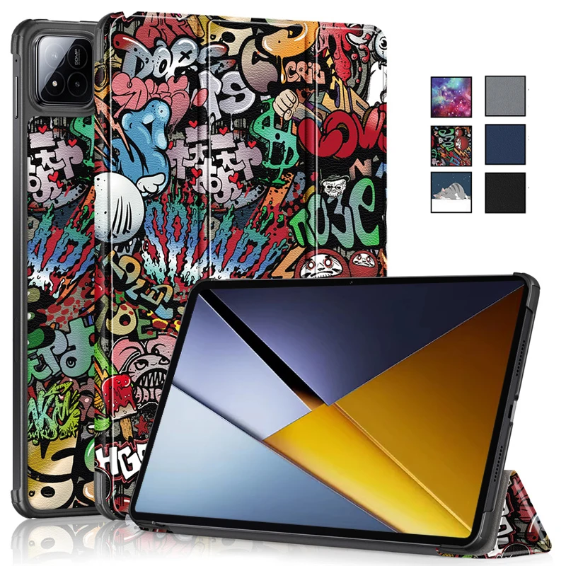 For Xiaomi Poco Pad X1 Case 11.2 inch Trifold Magnetic Leather Stand Smart Painted Cover For Funda Poco Pad X1 11.2