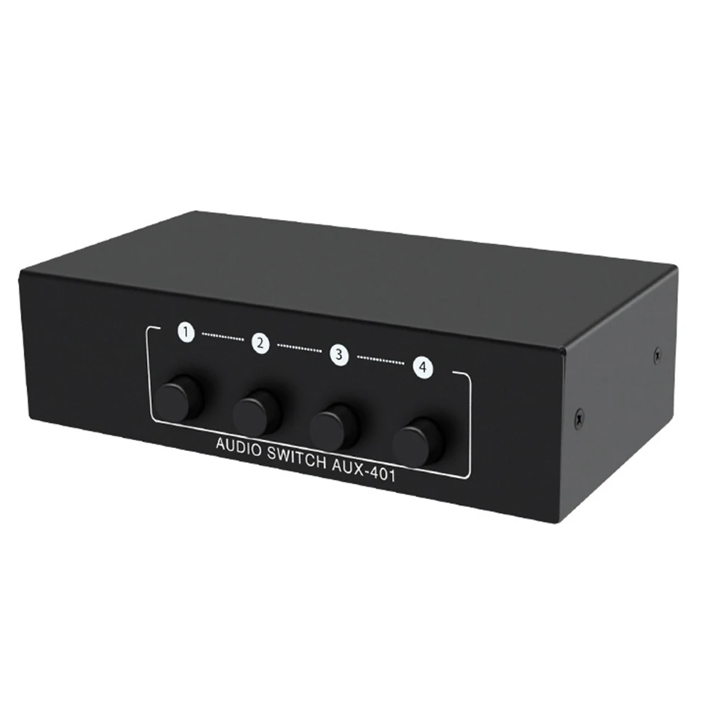 Przełącznik Audio RCA AUX 4 w 1 selektor Audio Stereo 4x1 pasywny 3.5mm Aux L/R skrzynka z przełącznikami audio analogowy selektor audio