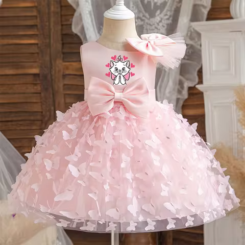 The Aristocats Marie Cat Girl Princess Dress Kid Clothes Party Birthday Outfits Evening Party Tulle Dress Wedding Wear Dress