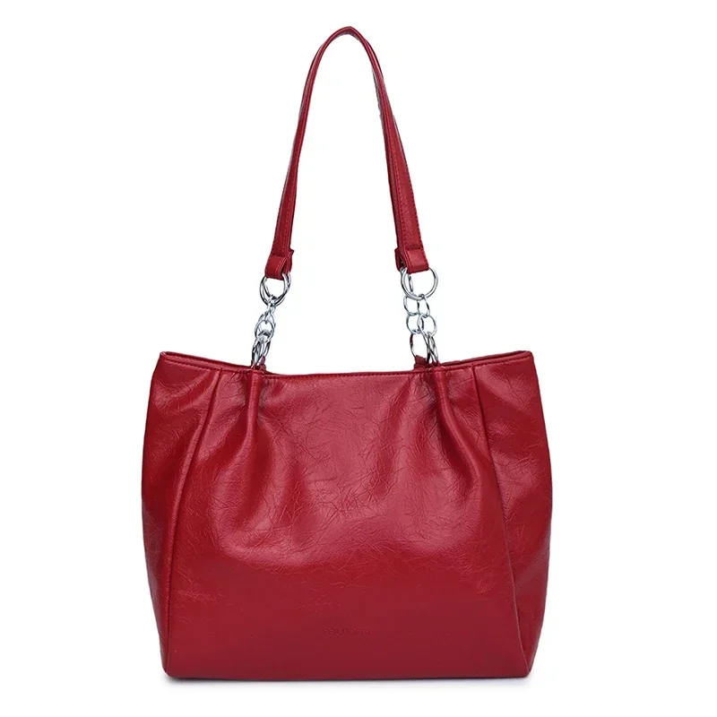 Bolso de mano de gran capacidad para mujer, bolsa versátil con cremallera y cadenas de lujo, gran oferta, 2024