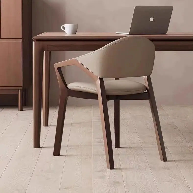 Italian Light Luxury Designer Chair Italian Dining Chair Home Minimalist Solid Wood Chair Leather Armchair Fashionable