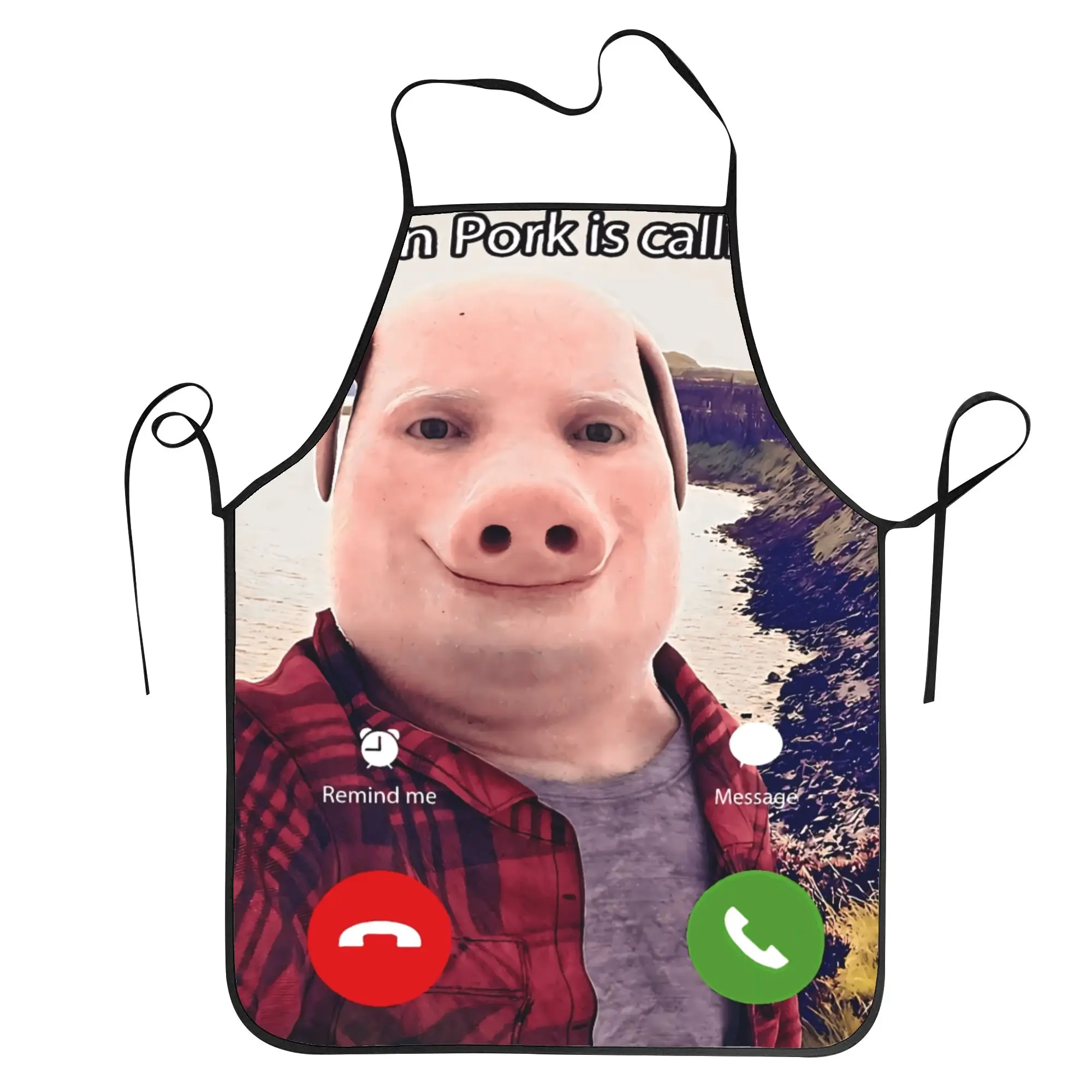 John Pork ruft: Lustige Schürze mit Anruf-Telefon-Motiv für Erwachsene, Grill- und Küchenzubehör, Haushaltszubehör, niedliche Schürzen ohne Tasche