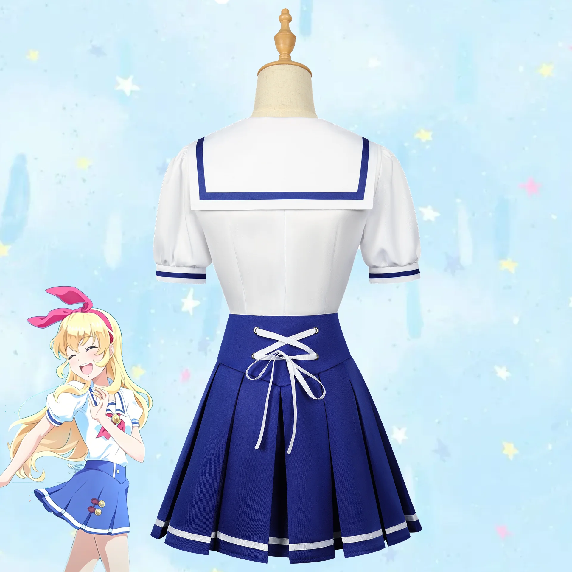 Sweet Japanese Sailor School Uniform Set Anime Style JK Outfit with Headband for Cosplay Party Daily Wear view 4