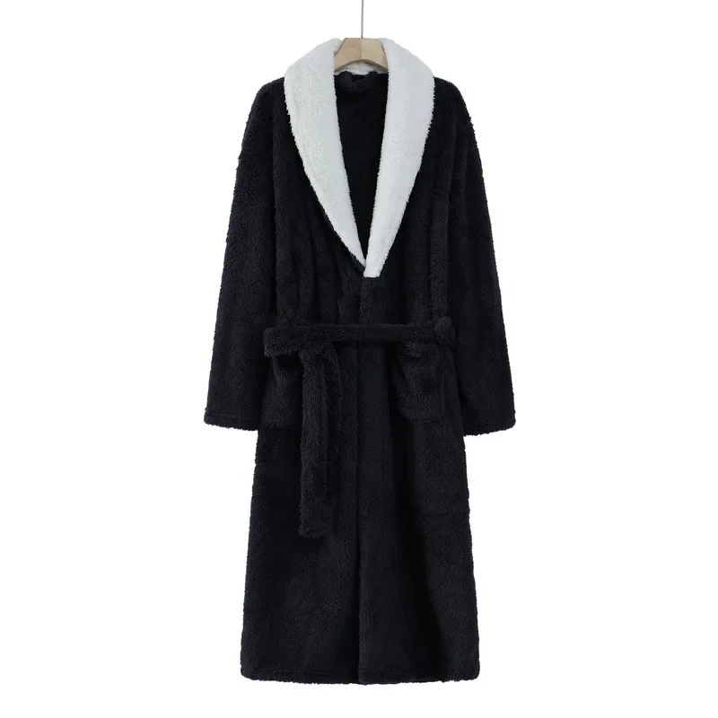 

Couple Flannel Velvet Robe Autumn Winter Brand New Lovers Thick Long Embroidery Women Men Warm Clothing Pajamas