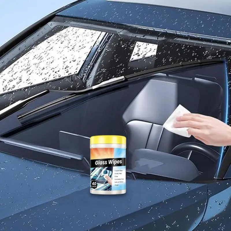 Windshield Cleaning Towels Wipes 40 Sheets Front Windshield Cleaning Anti-fog Prep Wipes Powerful Oil Film Cleaner Agent Wipes