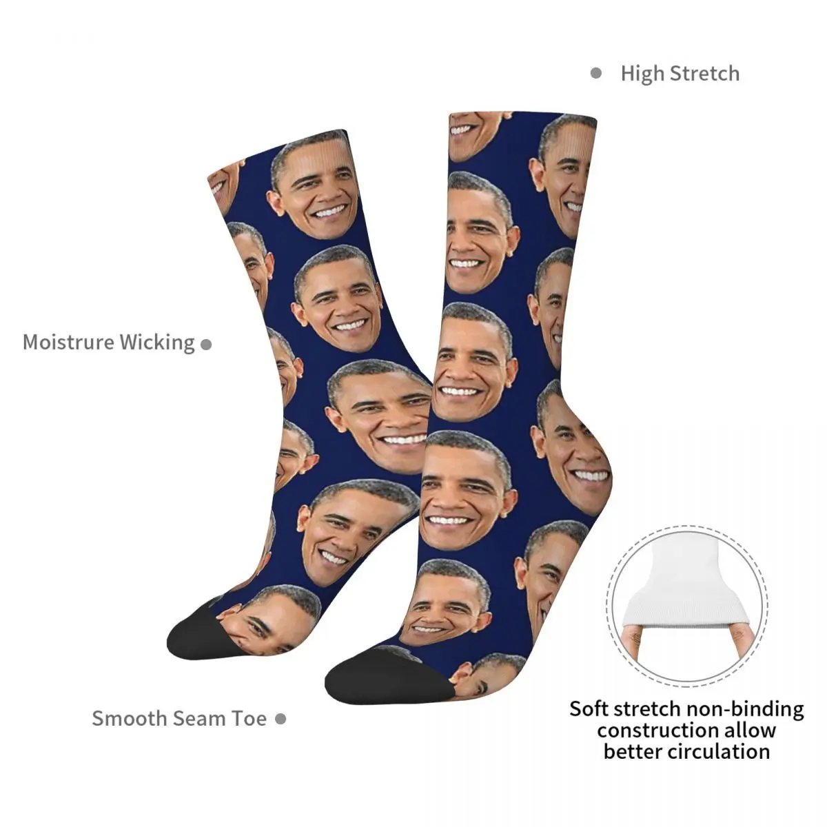 Barack Obama Socks Harajuku High Quality Stockings All Season Long Socks Accessories for Man\'s Woman\'s Birthday Present