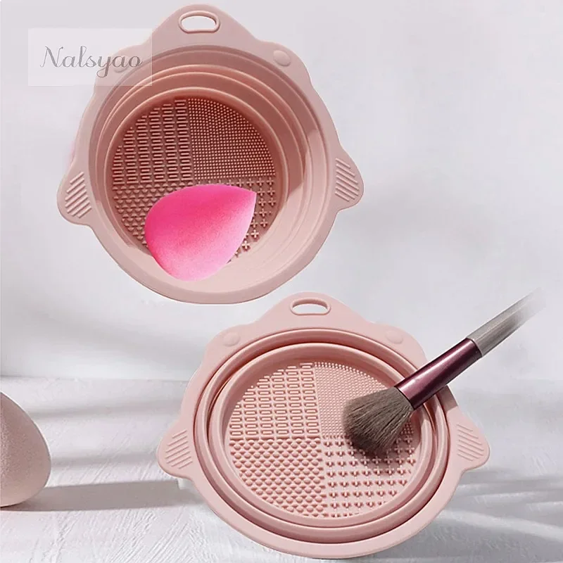 Makeup Brush Cleaner Cleaning Bowl Brush Tool Set Thorough Cleaning No Damage Bristles Wet Dry Powder Puff Cleaner